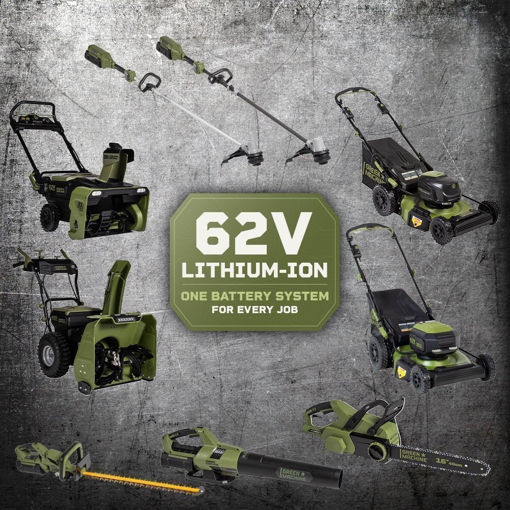 Green Machine 62V 23-Inch Self-Propelled Brushless Cordless Electric Lawn Mower, Includes Two 4.0Ah Batteries and Rapid Charger