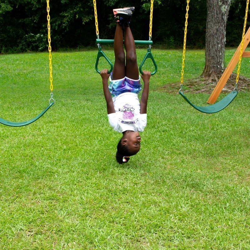 Pioneer Peak Swing Set with Clatter Bridge and Tire Swing