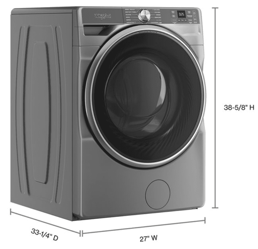 Whirlpool WFW6720RR, 27-Inch, 5.0 cu. ft. Smart Front Load Washer, FreshFlow Vent System, Silver