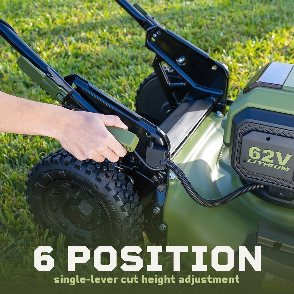 Green Machine 62V 23-Inch Self-Propelled Brushless Cordless Electric Lawn Mower, Includes Two 4.0Ah Batteries and Rapid Charger
