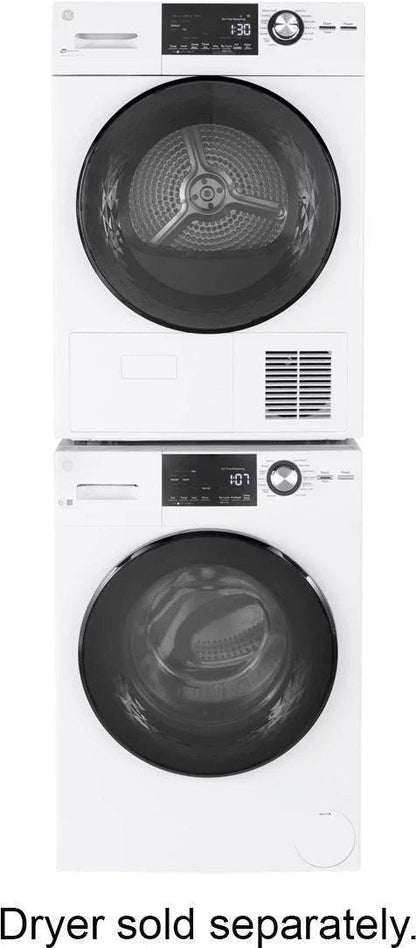 GE – 2.4 Cu. Ft. High Efficiency Stackable Front Load Washer with Steam and Sanitize – White